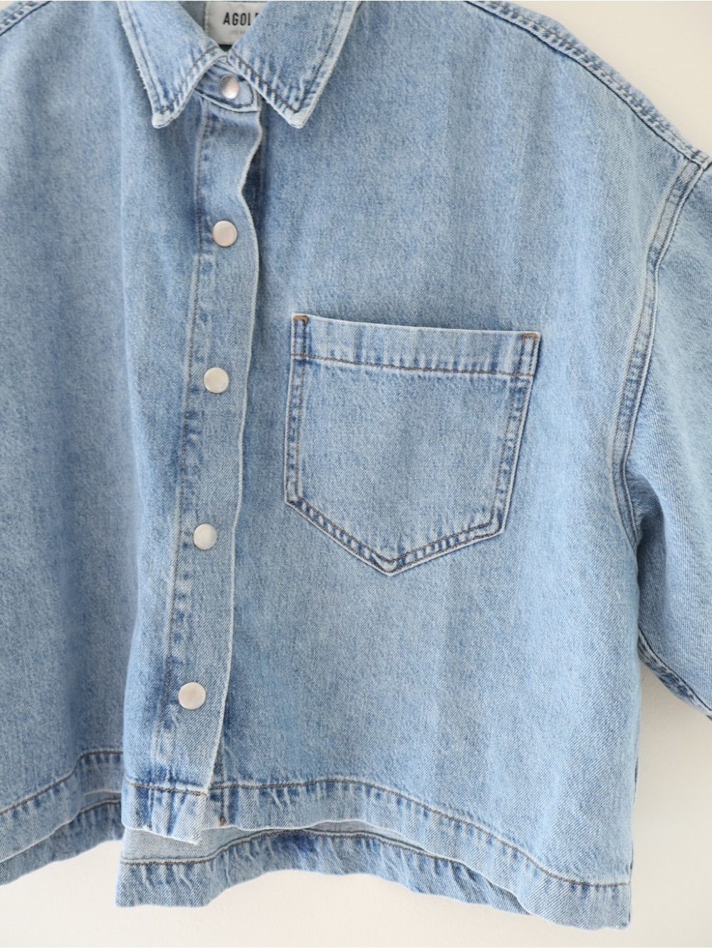 Agolde Rona Box Denim Shirt Oversized Cropped Shacket Capsule Wardrobe Indie S - Picture 5 of 10
